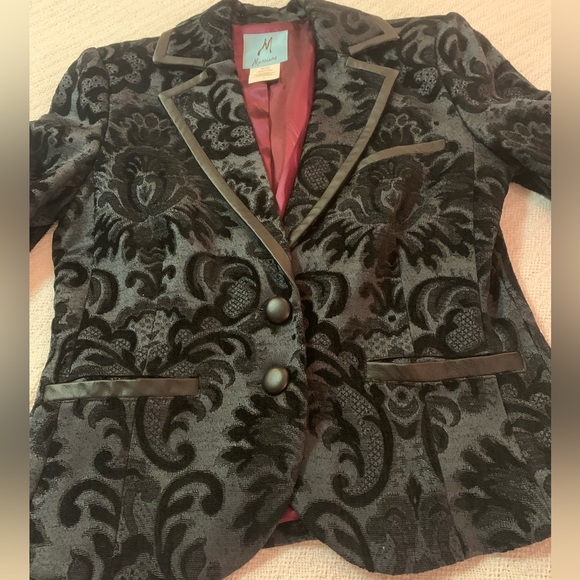 Marciano Brocade Blazer with faux leather buttons and trim - Picture 2 of 6